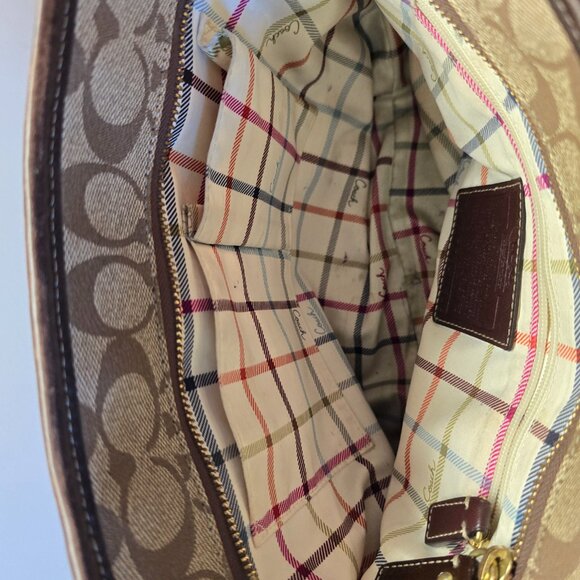 Coach Heritage Signature Stripe Tan/Brown/Red Bucket Bag - Picture 10 of 13